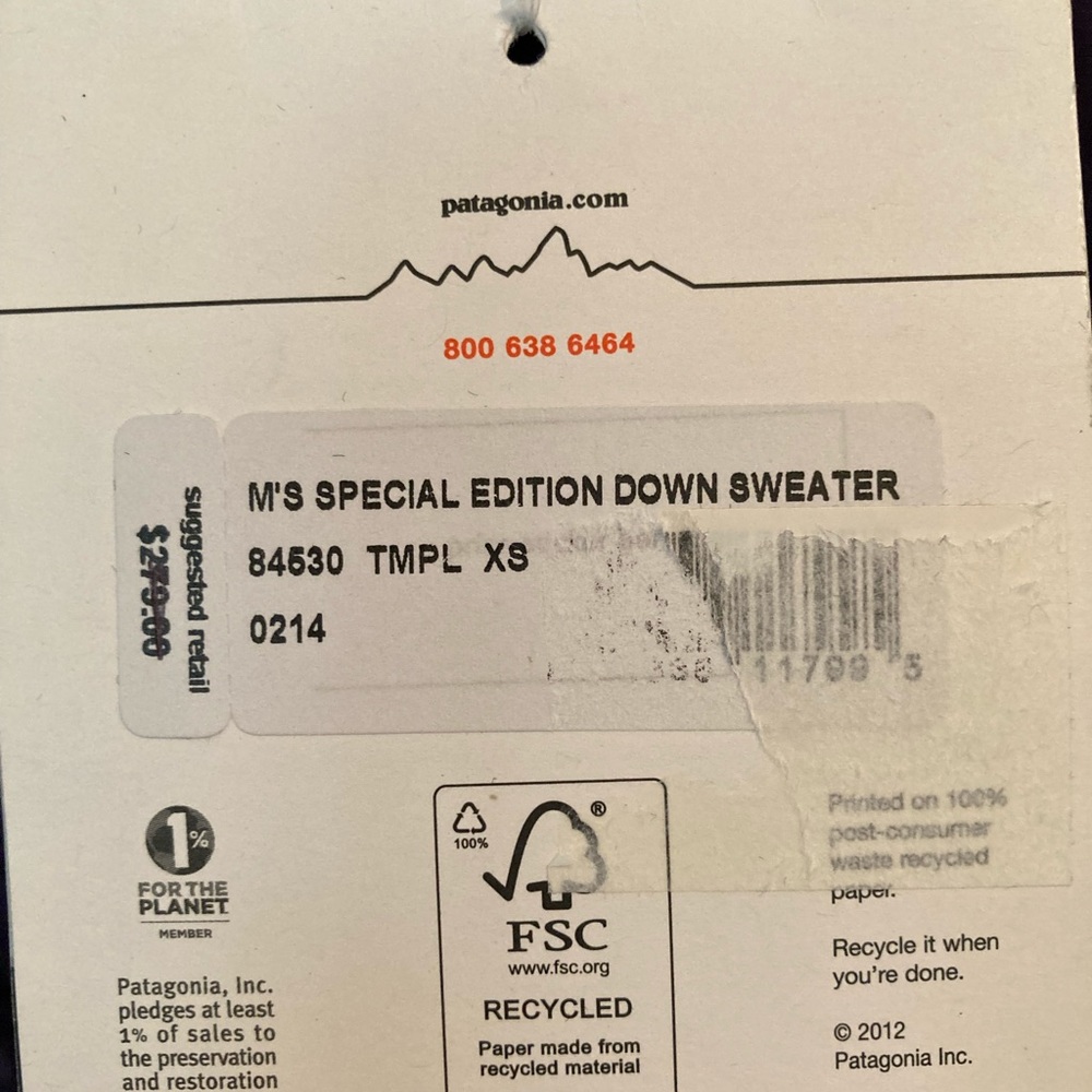 🚫🚫🚫NOT FOR SALE Patagonia Men's special edition down sweater size XS. - Picture 5 of 6